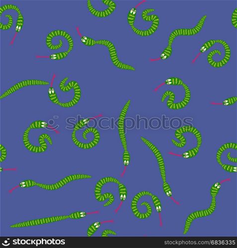 Green Snake Seamless Background. Animal Pattern. Attack Crawling Danger Predator. Green Snake Seamless Background