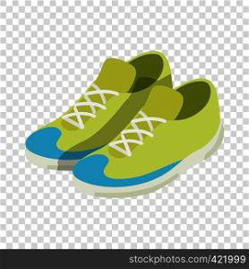 Green sneakers isometric icon 3d on a transparent background vector illustration. Green sneakers isometric icon