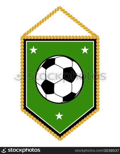 Green soccer pennant isolated white. Green soccer pennant isolated on white background. Football banner vector illustration