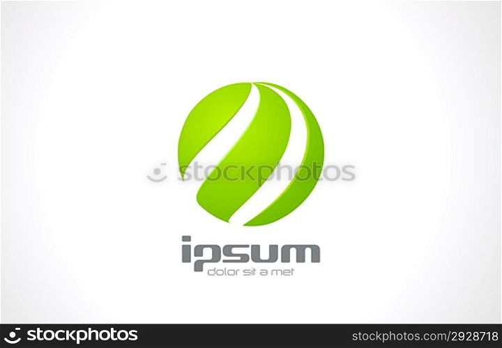 Green spiral sphere abstract logo template. Eco technology of future. Ecology icon concept. Vector symbol. Editable.