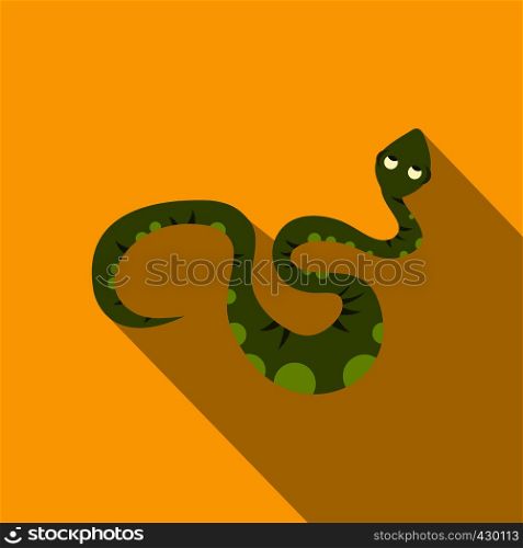 Green spotted snake icon. Flat illustration of green spotted snake vector icon for web. Green spotted snake icon, flat style