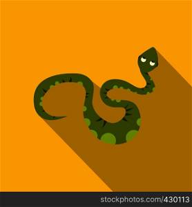 Green spotted snake icon. Flat illustration of green spotted snake vector icon for web. Green spotted snake icon, flat style