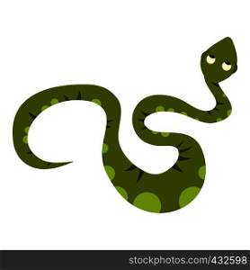 Green spotted snake icon flat isolated on white background vector illustration. Green spotted snake icon isolated