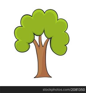 Green spring tree hand drawn for design cartoon style