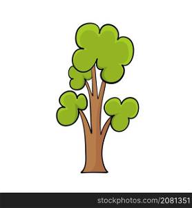 Green spring tree hand drawn for design cartoon style