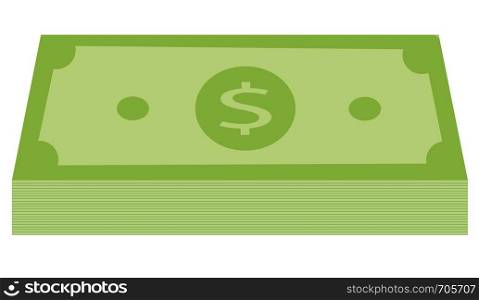 green stack of money icon. money icon in flat style. dollar icon. green dollar stack on white background.