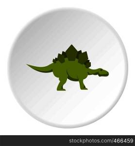 Green stegosaurus dinosaur icon in flat circle isolated on white background vector illustration for web. Green stegosaurus dinosaur icon circle
