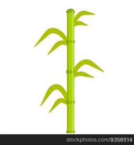 Green stem of plant. Asian Stick and branch. Ecology and freshness. Bamboo with leaves.