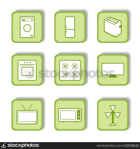 Green sticker with icon 9. Vector
