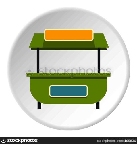 Green street kiosk icon in flat circle isolated on white vector illustration for web. Green street kiosk icon circle