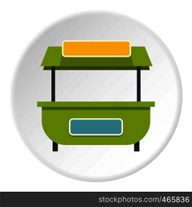 Green street kiosk icon in flat circle isolated on white vector illustration for web. Green street kiosk icon circle