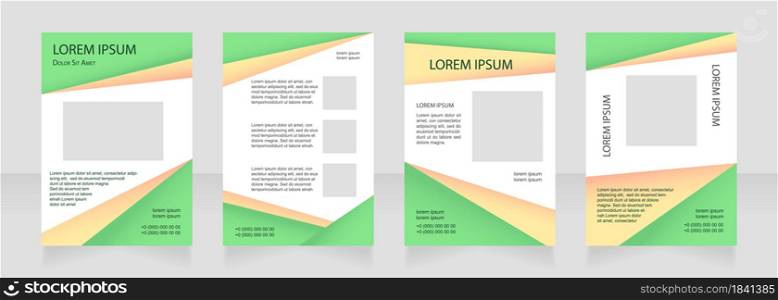 Green student blank brochure layout design. Promo for tech. Vertical poster template set with empty copy space for text. Premade corporate reports collection. Editable flyer paper pages. Green student blank brochure layout design