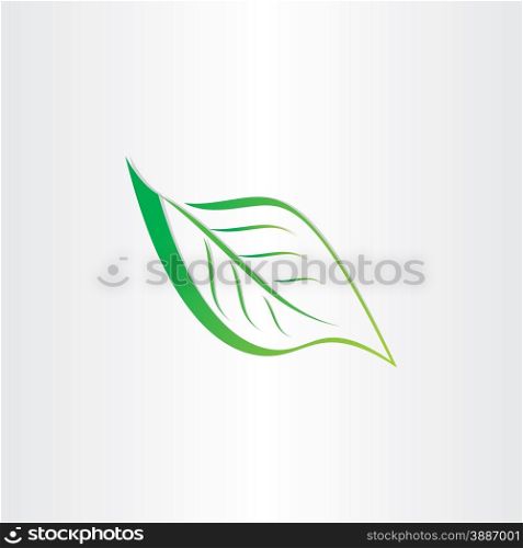green stylized leaf icon design element