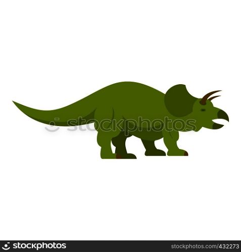 Green styracosaurus dinosaur icon flat isolated on white background vector illustration. Green styracosaurus dinosaur icon isolated