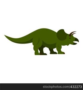 Green styracosaurus dinosaur icon flat isolated on white background vector illustration. Green styracosaurus dinosaur icon isolated