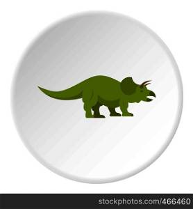 Green styracosaurus dinosaur icon in flat circle isolated on white background vector illustration for web. Green styracosaurus dinosaur icon circle