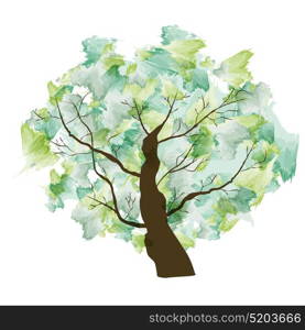 Green Summer Paint Textured Art Tree. Vector Illustration EPS10. Green Summer Paint Textured Art Tree. Vector Illustration