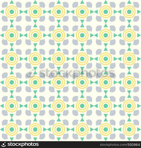 Green sweet circle and curve cup and small triangle pattern on pastel color. Abstract and vintage seamless pattern style for cute or modern design