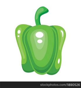 Green sweet pepper vegetable on white background isolated icon. Vector illustration.