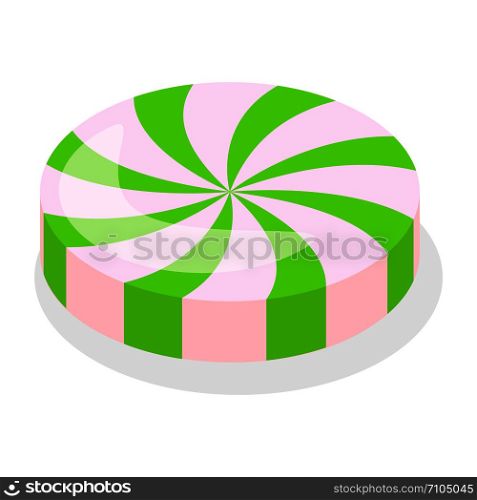 Green swirl candy icon. Isometric of green swirl candy vector icon for web design isolated on white background. Green swirl candy icon, isometric style