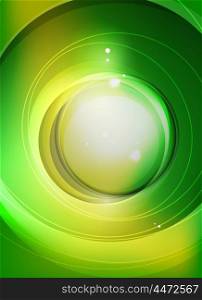 Green swirl pattern abstract background. Green swirl pattern abstract background with light effects and circle at the centre
