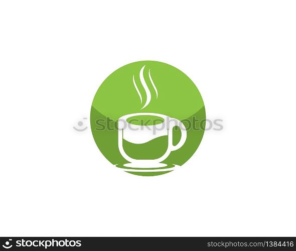 Green tea cup icon logo template
