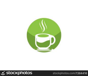 Green tea cup icon logo template