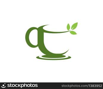 Green tea cup logo template