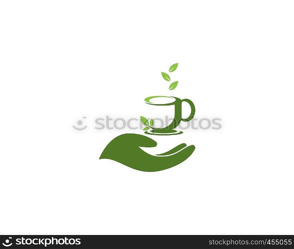 Green tea cup logo template