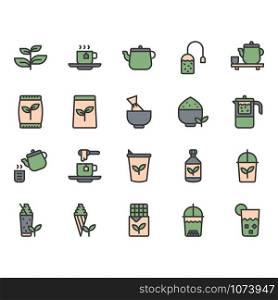 Green tea icon and symbol set