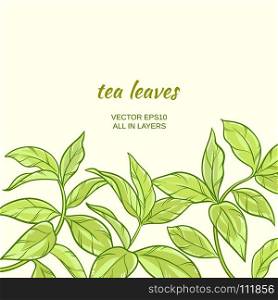 green tea leaves. Illustration with green tea leaves on color background