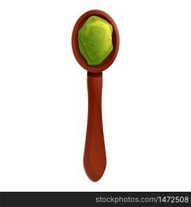 Green tea spoon icon. Cartoon of green tea spoon vector icon for web design isolated on white background. Green tea spoon icon, cartoon style