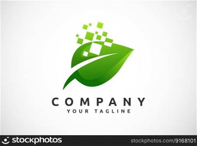 Green tech logo designs template, Creative nature technology concept logo symbol