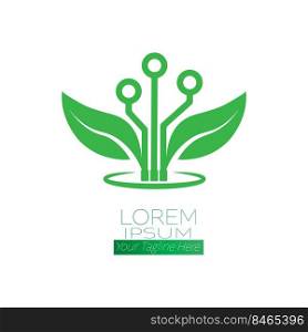 Green technologies. Logo, sticker, label or brand template for thematic design. Flat style