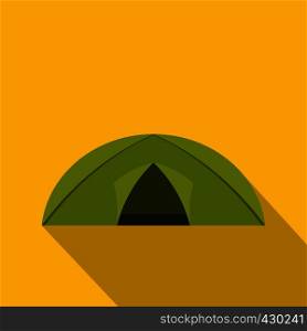 Green tent for camping icon. Flat illustration of green tent for camping vector icon for web. Green tent for camping icon, flat style