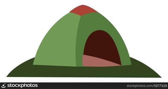 Green tent, illustration, vector on white background.