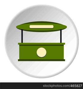 Green tent shop icon in flat circle isolated on white vector illustration for web. Green tent shop icon circle