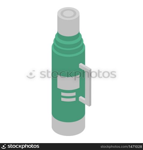 Green thermos icon. Isometric of green thermos vector icon for web design isolated on white background. Green thermos icon, isometric style