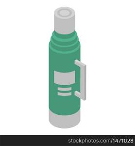 Green thermos icon. Isometric of green thermos vector icon for web design isolated on white background. Green thermos icon, isometric style