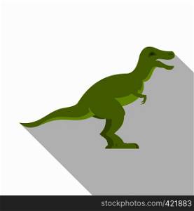 Green theropod dinosaur icon. Flat illustration of green theropod dinosaur vector icon for web isolated on white background. Green theropod dinosaur icon, flat style
