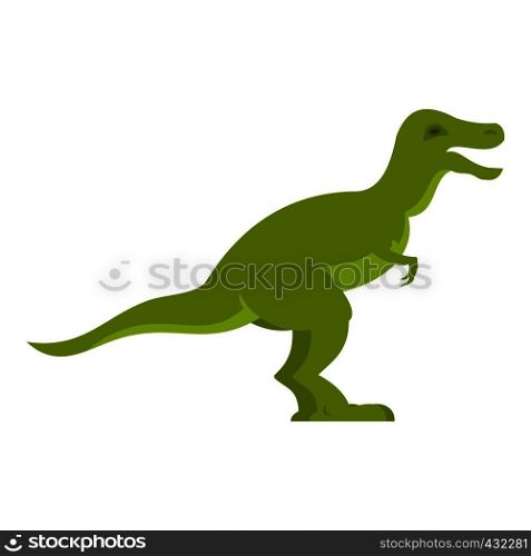 Green theropod dinosaur icon flat isolated on white background vector illustration. Green theropod dinosaur icon isolated