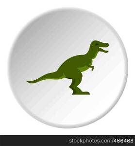 Green theropod dinosaur icon in flat circle isolated on white background vector illustration for web. Green theropod dinosaur icon circle