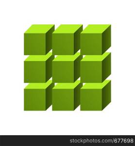 green three dimensional cubes on a white background. green three dimensional cubes