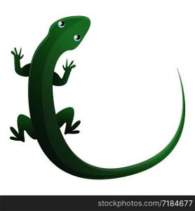 Green top view lizard icon. Cartoon of green top view lizard vector icon for web design isolated on white background. Green top view lizard icon, cartoon style