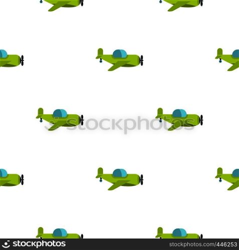 Green toy plane pattern seamless background in flat style repeat vector illustration. Green toy plane pattern seamless