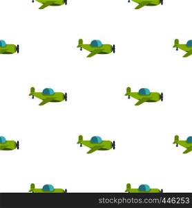 Green toy plane pattern seamless background in flat style repeat vector illustration. Green toy plane pattern seamless