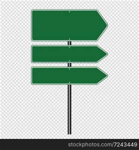 Green traffic sign,Road board signs isolated on transparent background,Vector illustration
