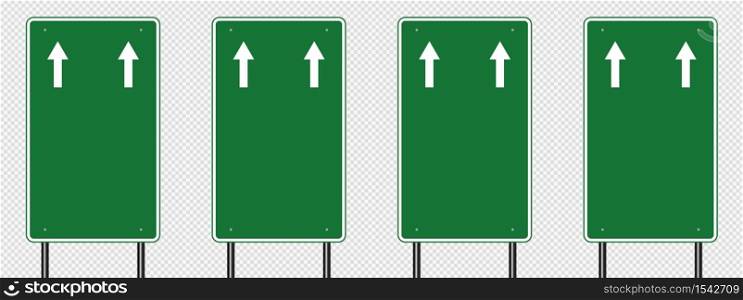 Green traffic sign,Road board signs isolated on transparent background,vector illustration EPS 10