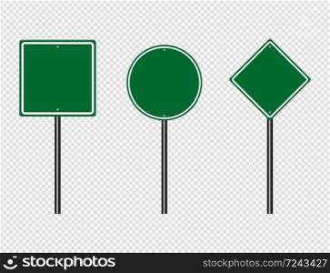 Green traffic sign,Road board signs isolated on transparent background,vector illustration EPS 10