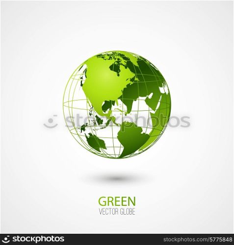 Green transparent globe isolated in white background. Vector icon.. Green Globe